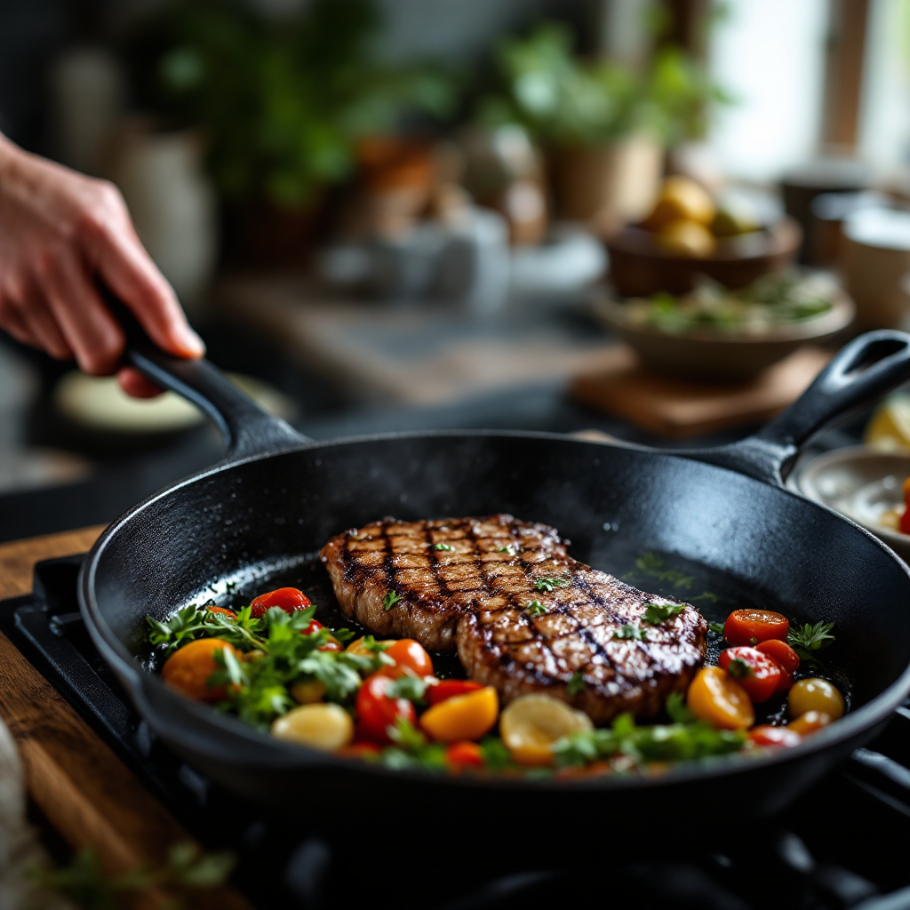 SkilletCo searing on the stove